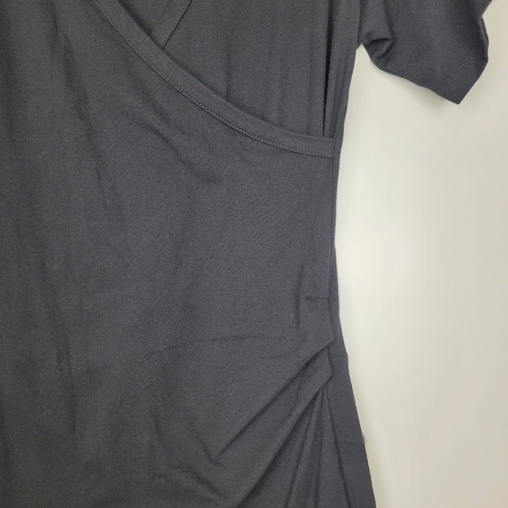 NWT IRO Black Wrap-Over Lemica Midi Dress Short Sleeve Size Medium - Picture 10 of 14